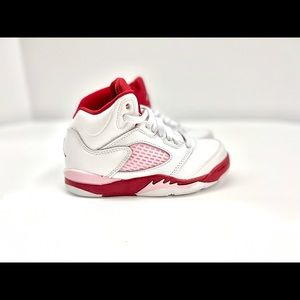 NICE!!! Jordan 5 Retro White Pink Foam Red GS Size 11C 440893-106